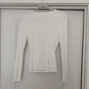 Abercrombie Ribbed White Long Sleeve Top